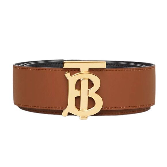 Burberry Gold-Tone TB Logo Buckle Reversible Black/Brown Leather Belt (SMALL) main image 3